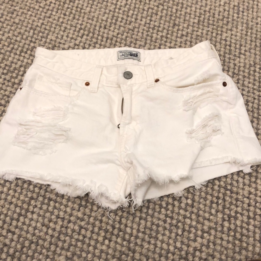 Abercrombie and Fitch white jean shorts